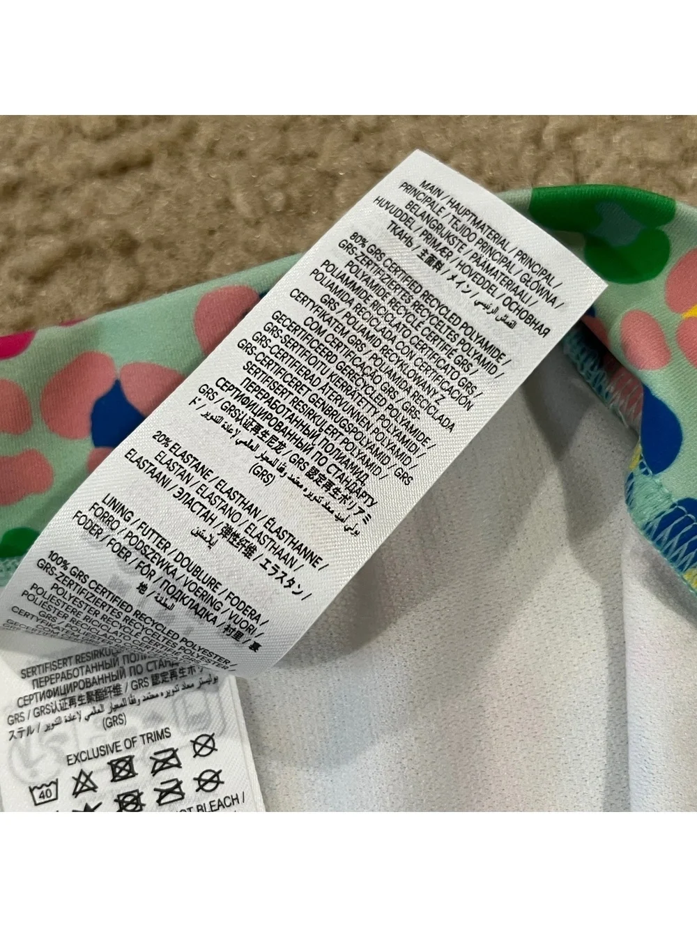 Mini Boden Girls Long Sleeve Swimsuit Rashguard Multicolor Print Size 10-11Years